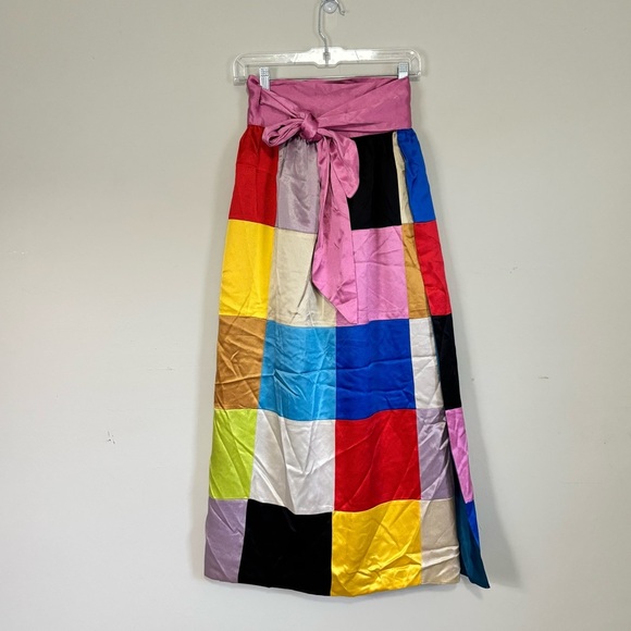 Vintage Dresses & Skirts - Vtg 1960s GISELLA HINEMANN Patchwork Satin Multicolor Wrap Skirt Exquisite OS